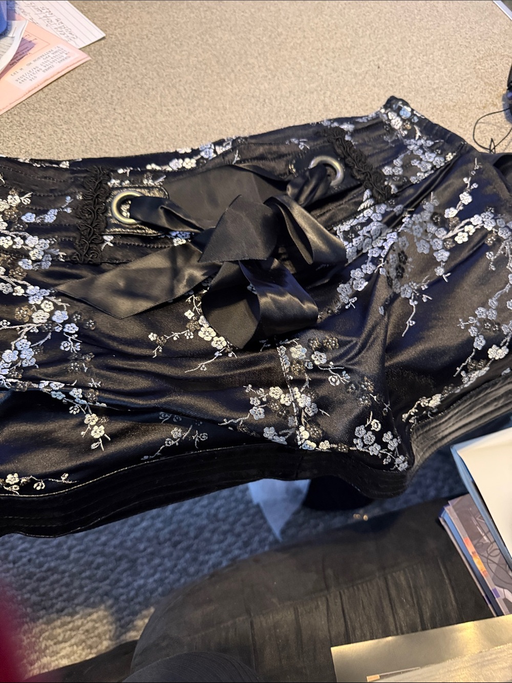 Lip Service Silver and Black Vice Floral Skirt